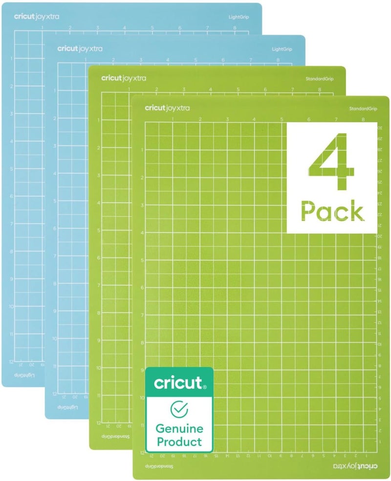 Cricut طقم حصائر متنوع (4 قطع، 8.5 بوصة × 12 بوصة) - لجهاز Joy Xtra - يتضمن 2 حصائر Grip قياسية و 2 حصائر Grip خفيفة - Image 1